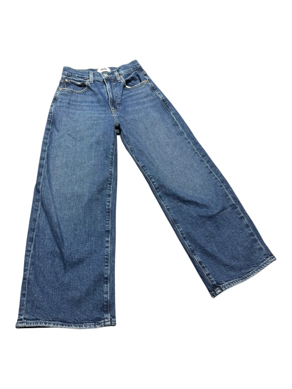 PAIGE Wide-Leg Denim Jeans in Medium Blue Size 24 Petite Ankle Boho Summer - Picture 4 of 11